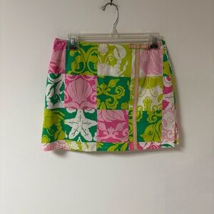 Vintage Lilly Pulitzer Colorful Patchwork Skort Cotton Blend Coasta Size 4